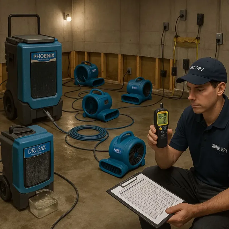 Structural Drying and Dehumidification process in Harlan, IA
